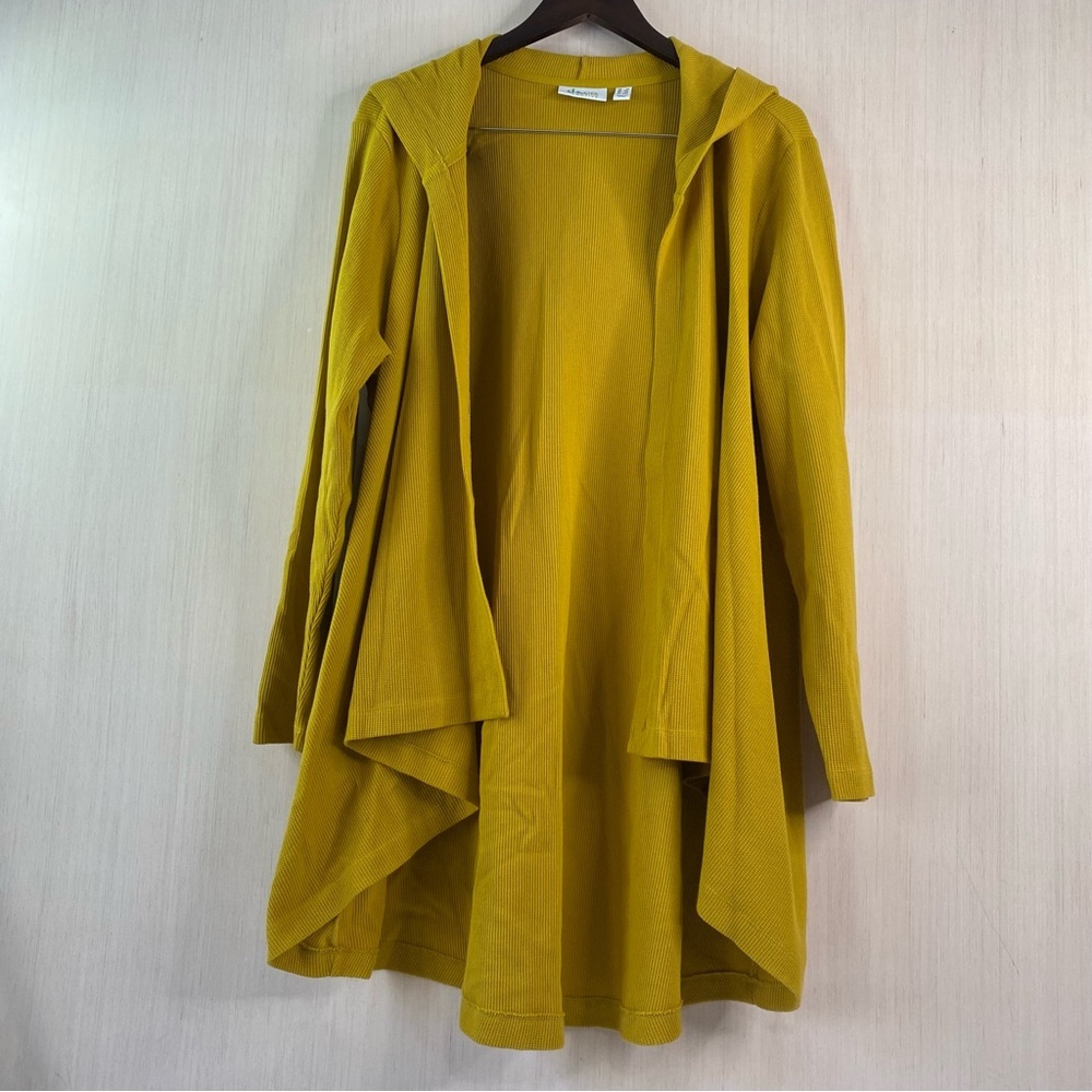 NWOT Denim & Company Active Women’s Open Front Hooded Cardigan Marigold 1X